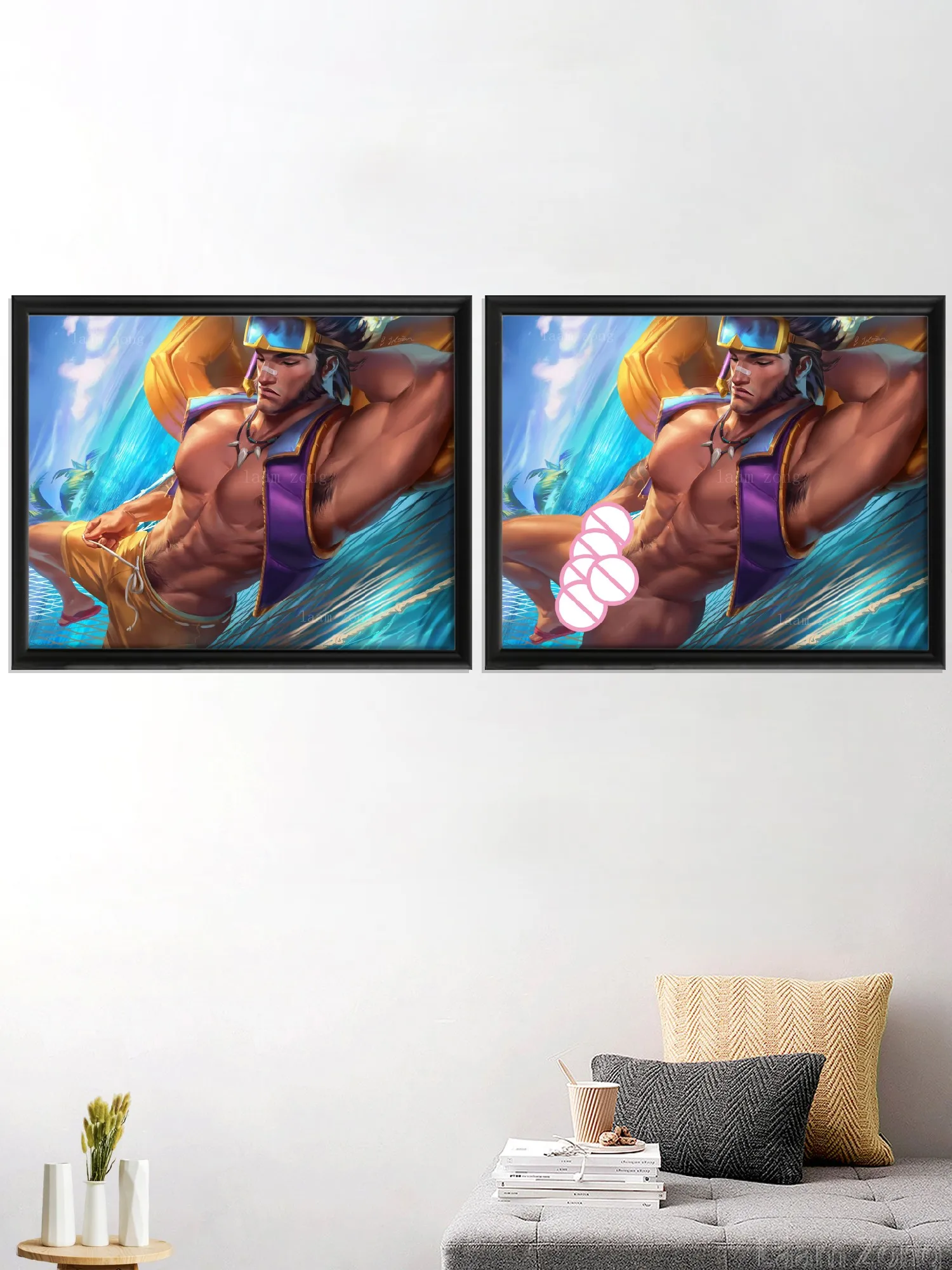 Thresh League of Legends Anime Game Art-Poster Silk Picture Decor, Sexy Male Nude Yasuo Cartoon Jarvan, Wall Prints Decoration