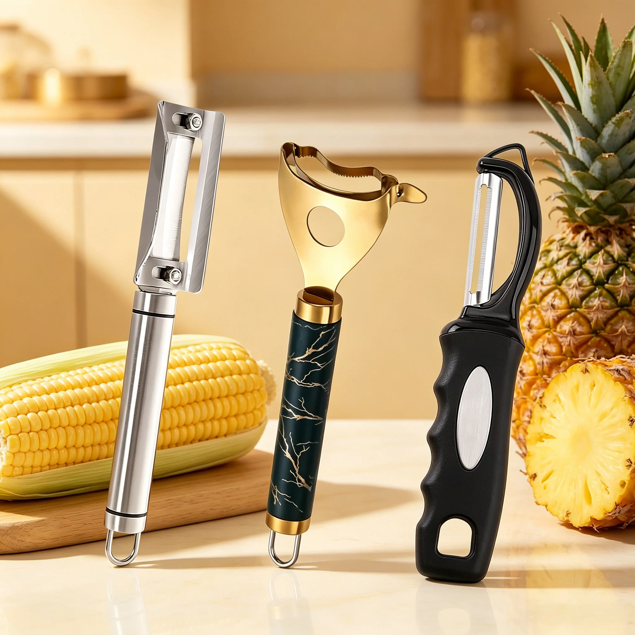 3PCS Vegetable Fruit Peeler Sharp Sugarcane Knife Handle Hard Skin Scraper Potato Pumpkin Yam Winter Melon Kitchen Cooking Tool