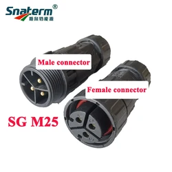 3Pin M19 or M25 Male/Female Cable Connector for SG 200-700W 800-1400W Micro Grid Tie Inverter Power Cable Connection