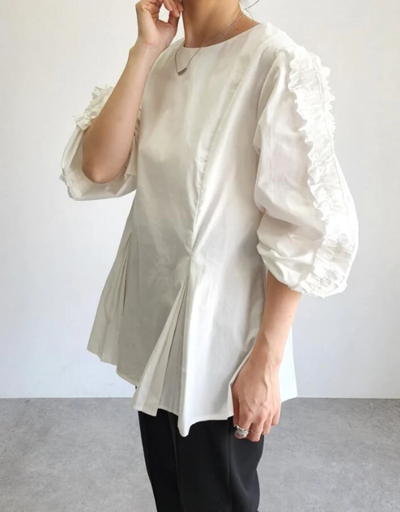 Komiyama Patchwork Fungus Shirts Blouses O Neck Tunic Blusas Mujer Japanese Ol Shirt Tops 2024 Summer New Clothes Women