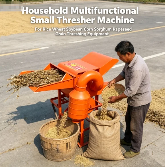 Household Multifunctional Small Thresher Machine For Rice Wheat Soybean Corn Sorghum Rapeseed Grain Threshing Equipment