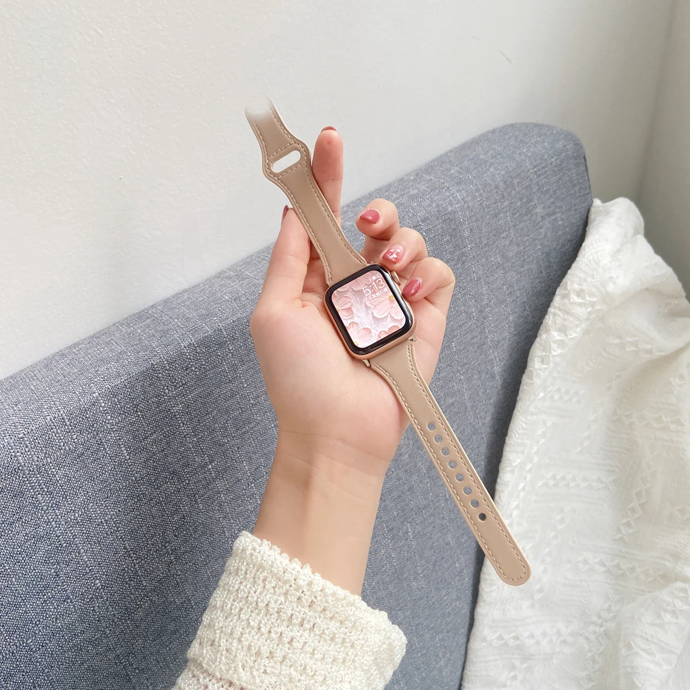 41mm 45mm 100% pulseira de couro genuíno para apple pulseira de relógio 38mm 40mm 44mm 42mm para iwatch 6 7 8 se 5 4 3 2 1 49ultra correa