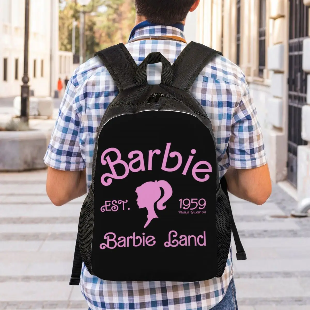 Aangepaste Barbie Est. 59 Rugzak Voor Mannen Vrouwen Waterdichte School College Tas Print Boekentassen