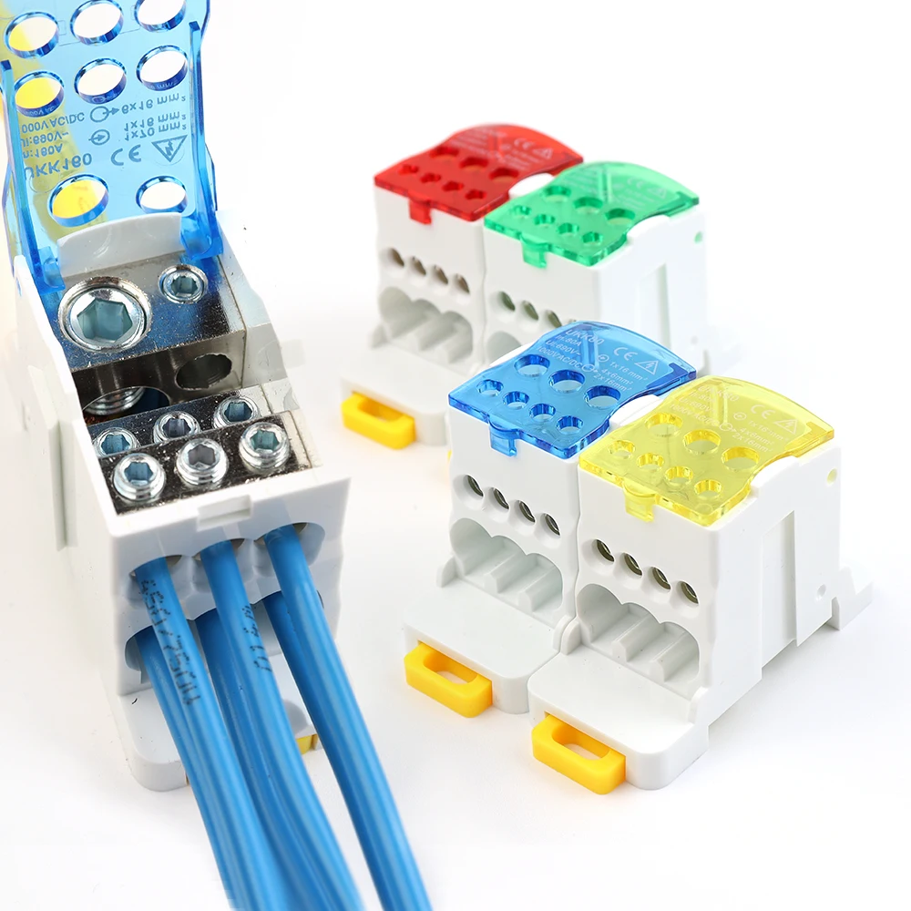 Din Rail Terminal Block UKK 80/125/160A Distribution Box One In Multiple Out Power Universal Wire Electrical Connector Junction