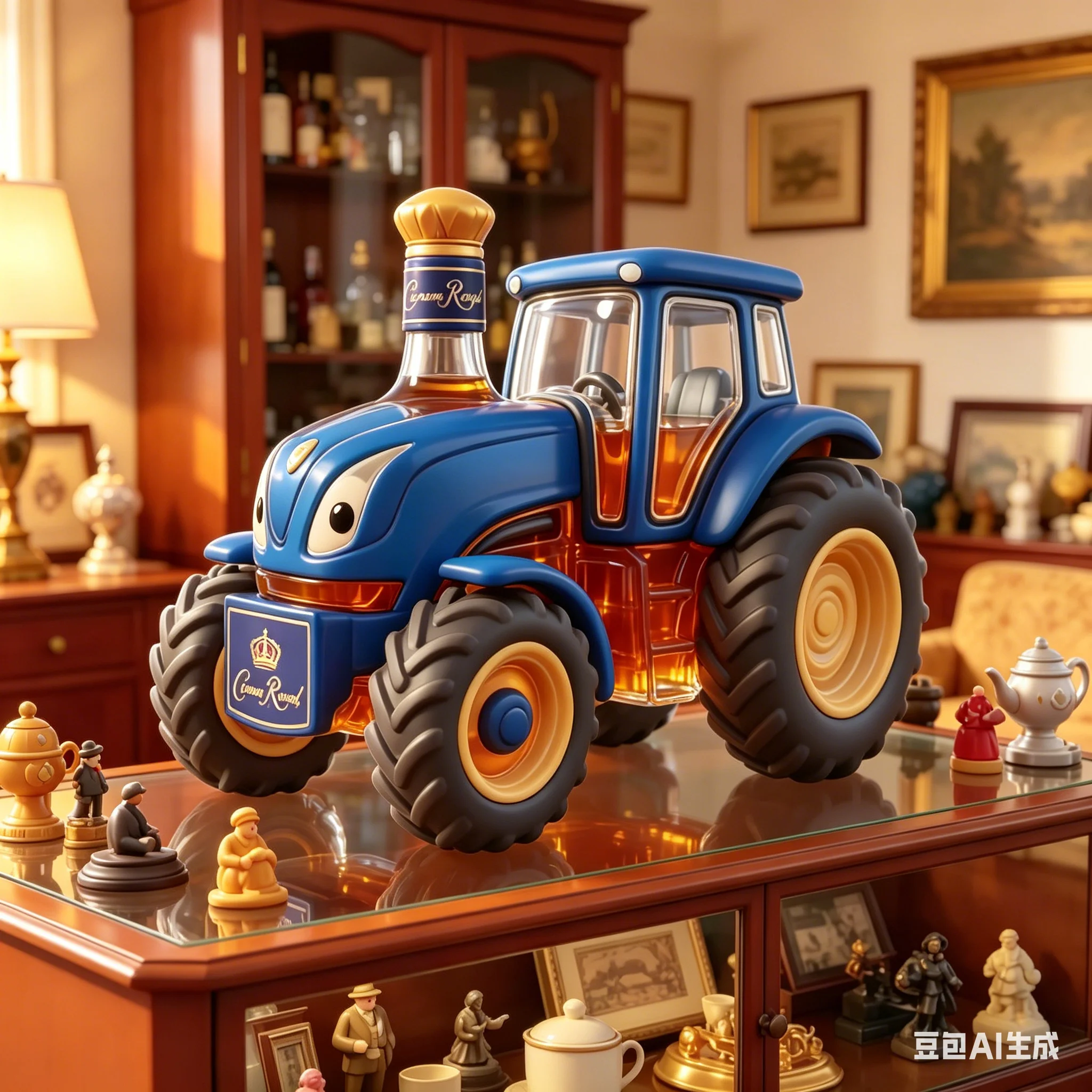 XIAO RU ru Creative Farm Tractor Whiskey Decanter Set Lead-Free Glass Wine Bottle Collection Ornaments
