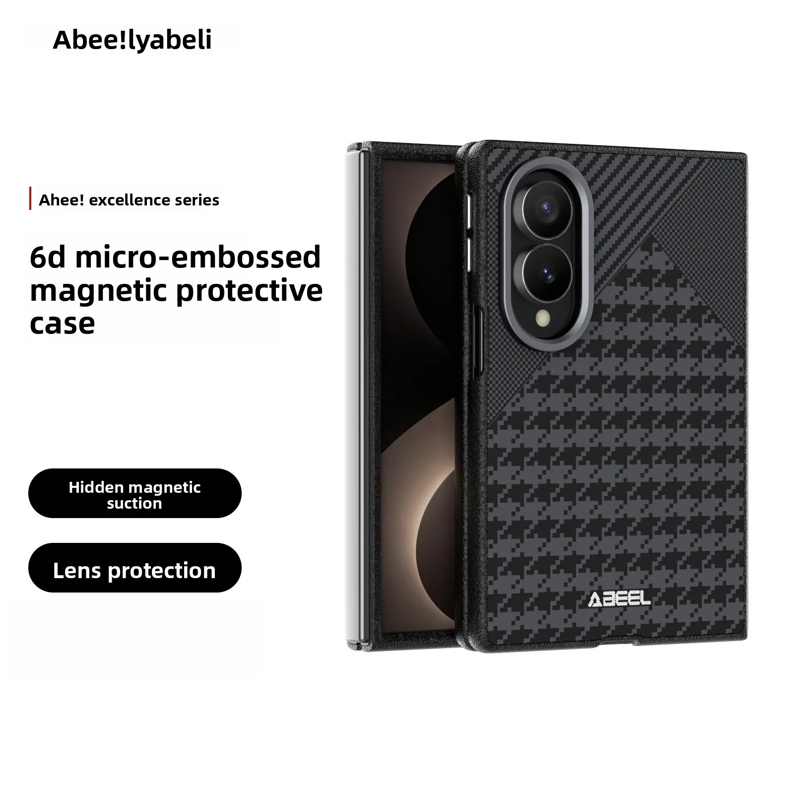 For Samsung Galaxy Z Fold 8 Wide Case Built-in Magnetic Checkered Texture Skin-friendly PU Leather Cover For Samsung Z Fold8