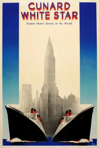 Cunard White Star Advert Vintage Retro style Metal Sign, Ocean Liner, cruise