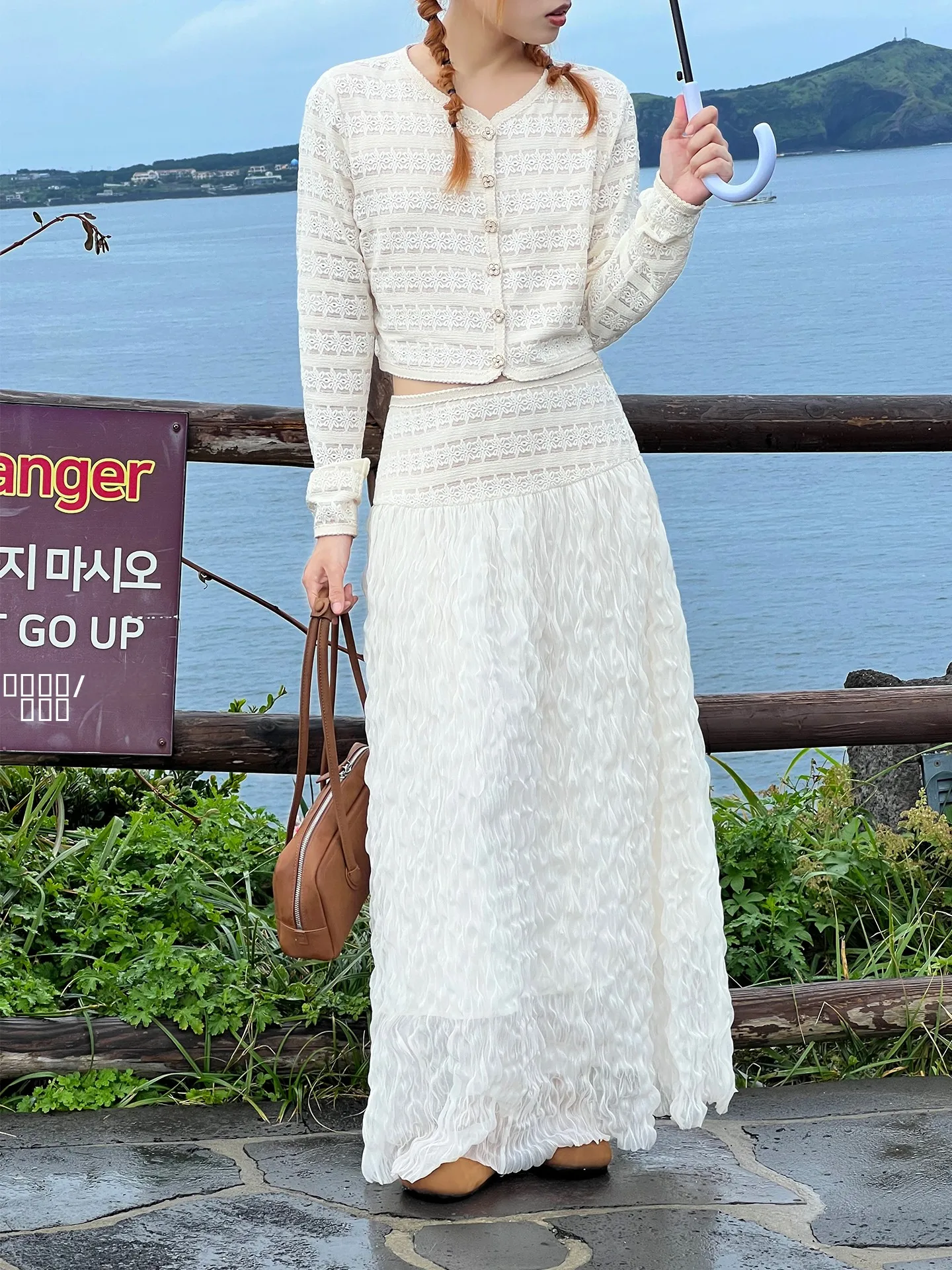 

Ele Knitted Long-Line Set for Women with Lace Details High Waist A-Line Skirt Casual Ci Commute Suitable Faion Ensemble