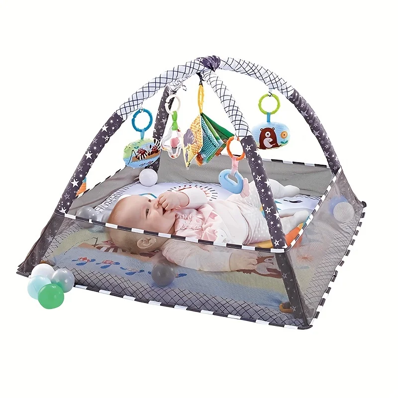 Baby Activity Gym Set, Develop Movement & Cognition with Fence Gym, Ball Pit, Crawling Mat & Sensory Toys for Newborns Toddlers