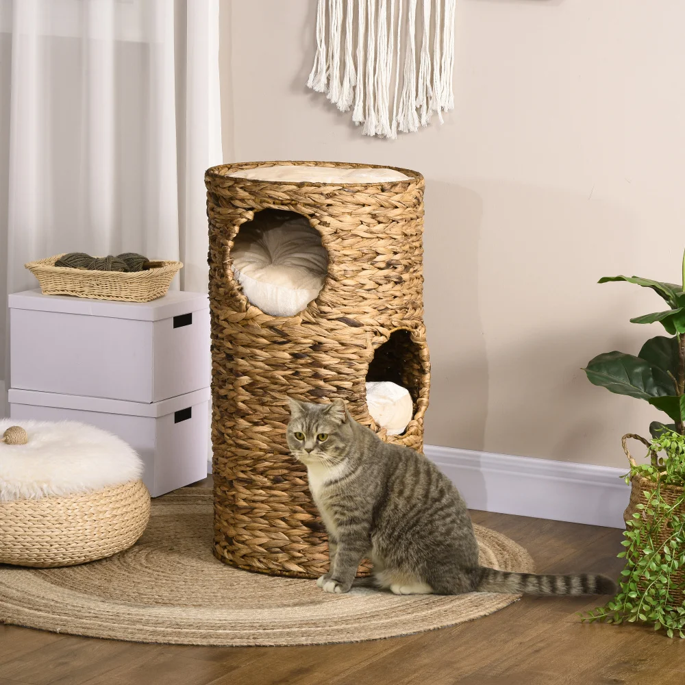 PawHut Elevated Cat Bed with Cozy Hideaways and Cushions
