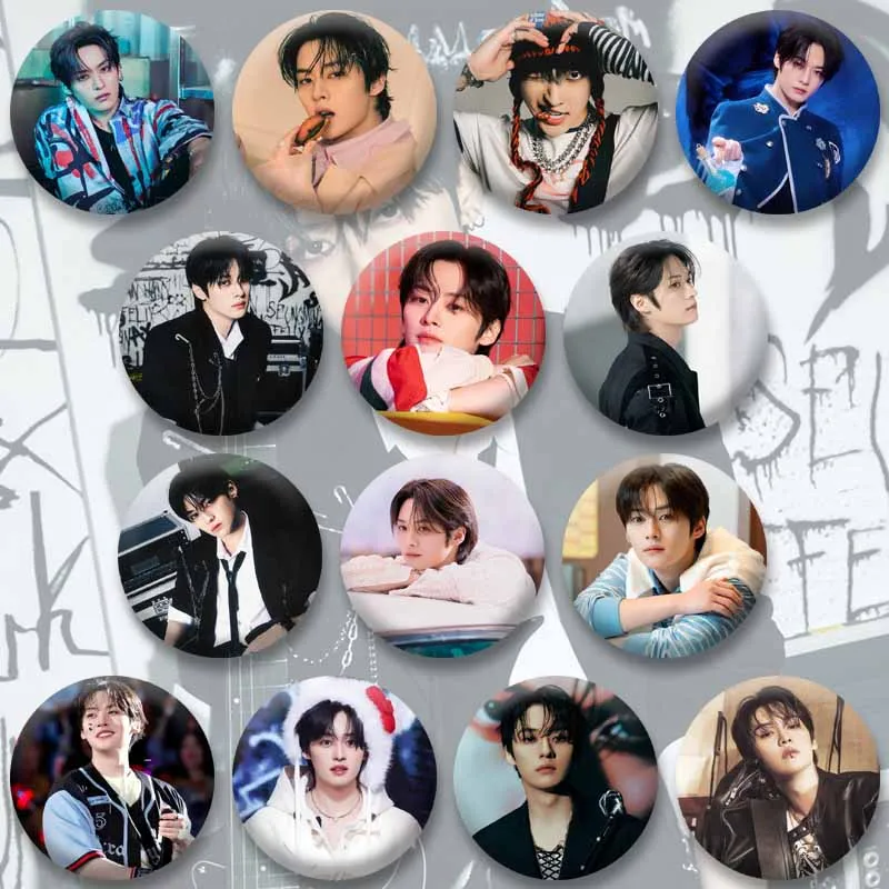 Kpop Idol Lee Know Tinplate Badge Japanese Album Round Brooch DIY Bag Hat Clothing Decor Accessories Jewelry Pins Souvenir Gifts