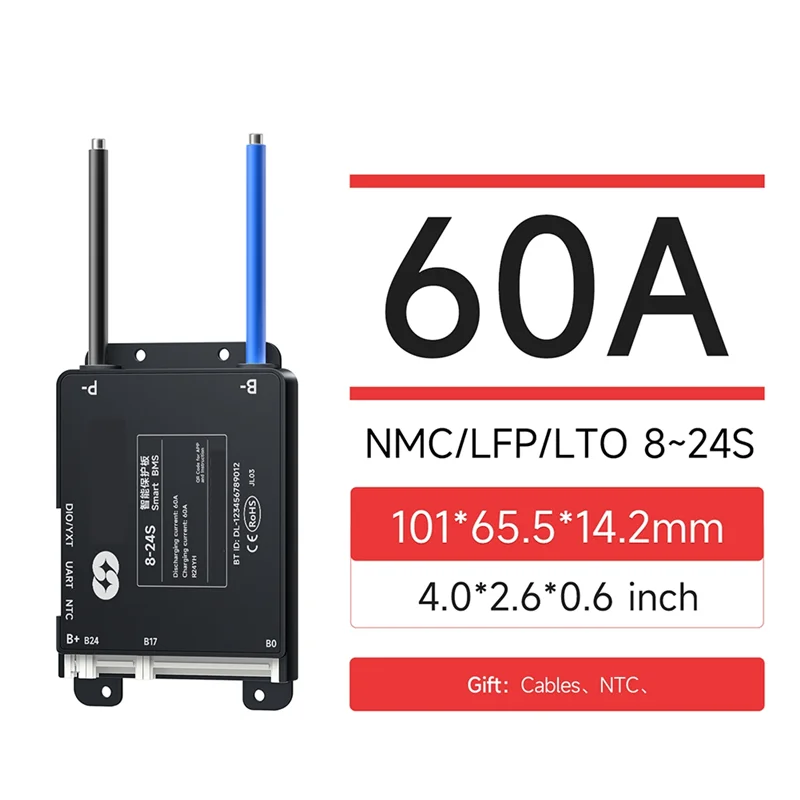 ABGN DALYBMS 48V 8S-24S équilibre passif Lifepo4 BT BMS pour électrique pour Scooter véhicule batterie externe Liion BMS UART 60A