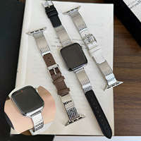 Fashion metal curved strap for Apple Watch Ultra 49mm S10 42/49mm 45mm 44mm 41-38mm denim leather strap for iwatch series S9 S8