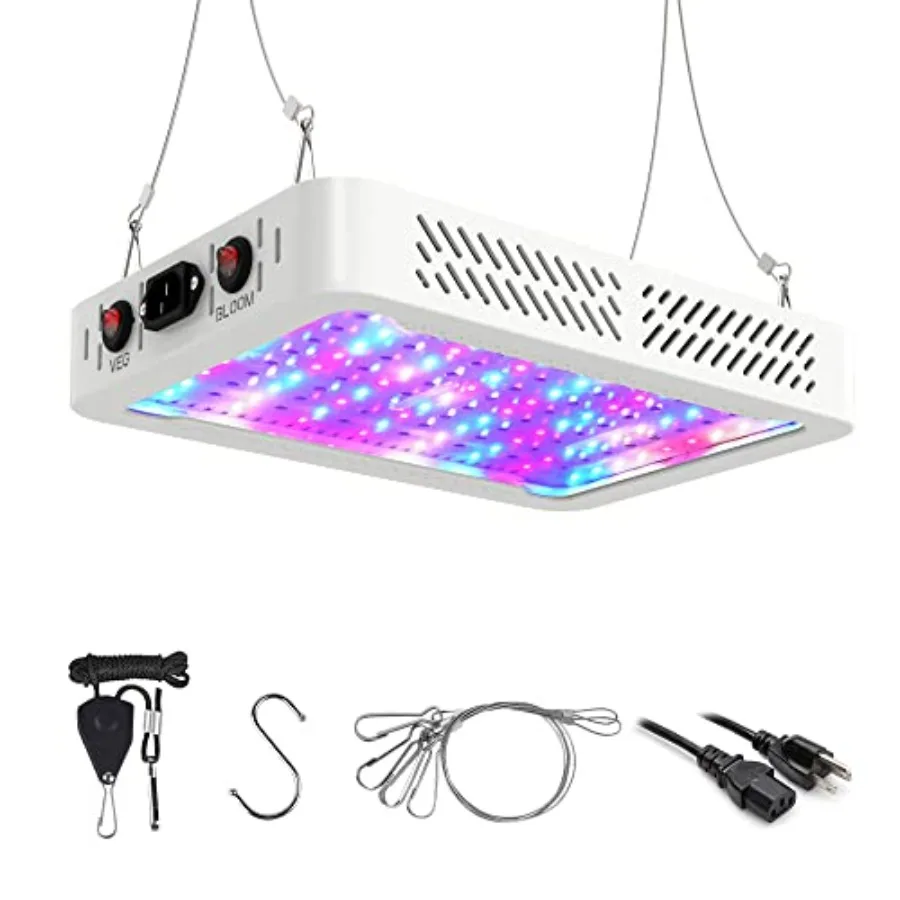 

1000w LED Grow Light for Indoor Plants Full Spectrum Upgrade Dual Chips and Dual Switch Plant Grow Lights for Seed Starting Veg