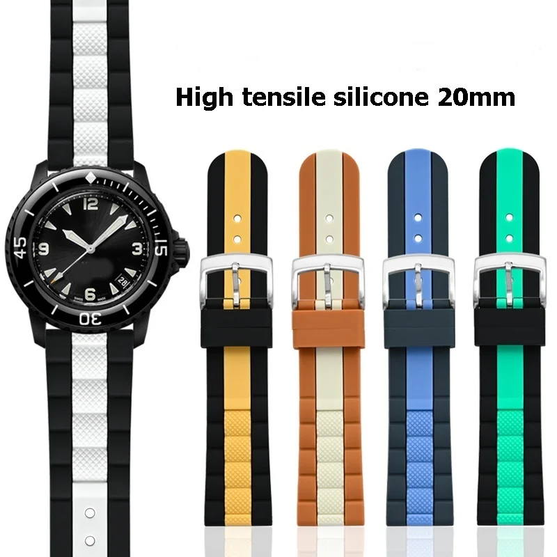 Double Color Silicone Strap for Seiko IWC Huawei Watch High Tensile Watchband Sport Bracelet for Five Ocean Diving Belt 22mm