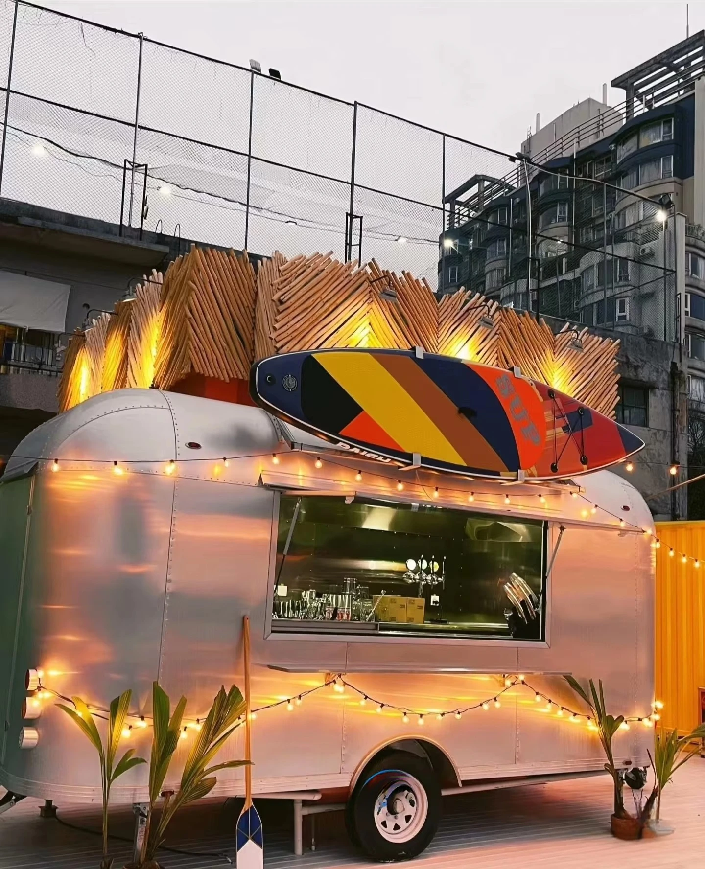 Custom 4m Dining Car Concession Catering Food Trailer Usa Ice Cream Hotdog Food Cart Black Square Mobile Food Truck