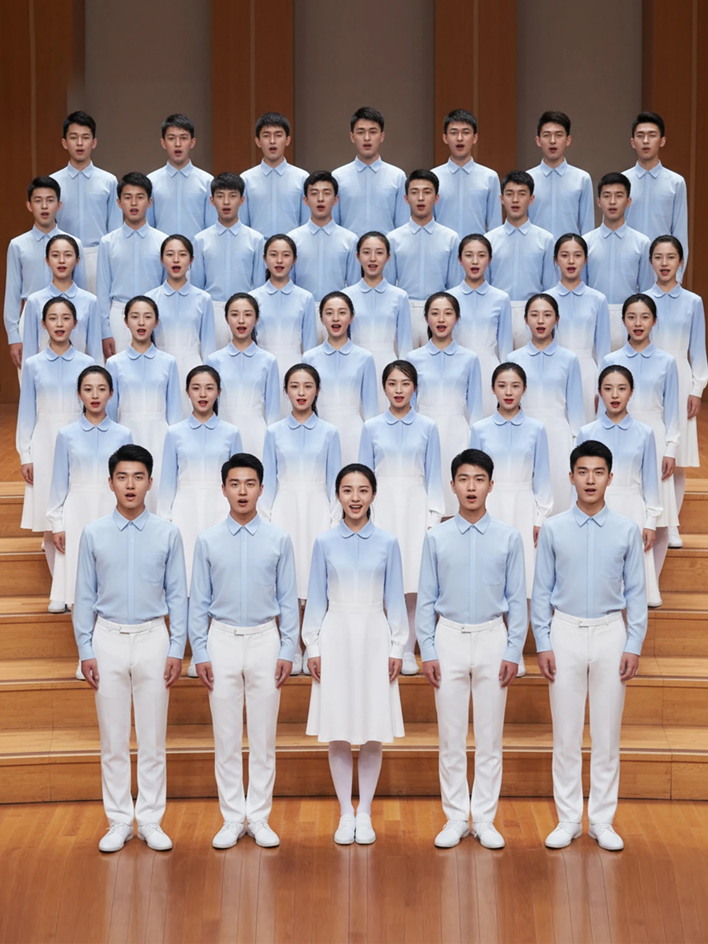 

Синий сценический костюм для выступлений, национальный костюм для театральных постановок, для взрослых и студентов, для патриотических мероприятий, для исполнения красных песен, хоровых выступлений, для декламации текстов.