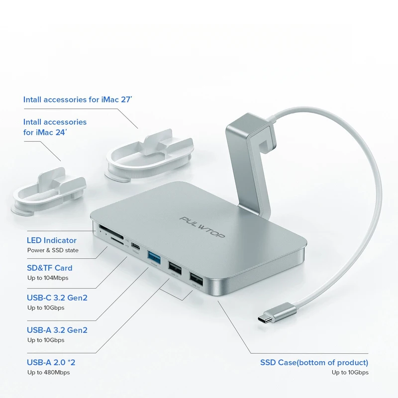 OEM Replacement USB C HUB for iMac 24-inch 2021 with  M.2 10G NVME SATA Enclosure