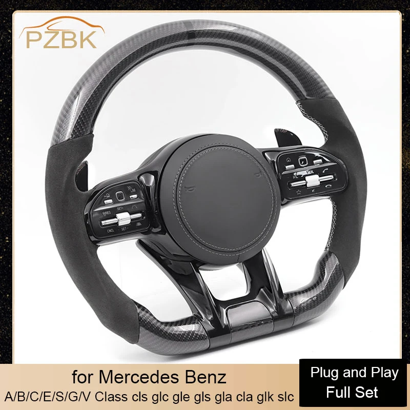 Carbon Fiber Steering Wheel Alcantara Hand Full Set for Mercedes Benz AMG  A C E GLS GLA GLC GLE S C63 W204 W205 W206 W213