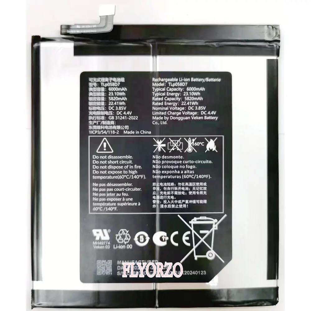 

New TLP058D7 Original Replacement Battery For ALCATEL TCL 1ICP3/54/118-2 5820mAh 3.85V