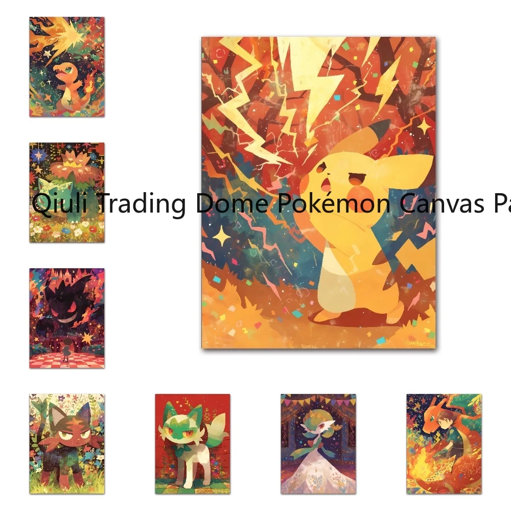 Anime periphere Pokemon Poster Dekor Pikachu Charizard Transformation machen Fotos Wand kunst Leinwand Malerei moderne Raum dekor Bild