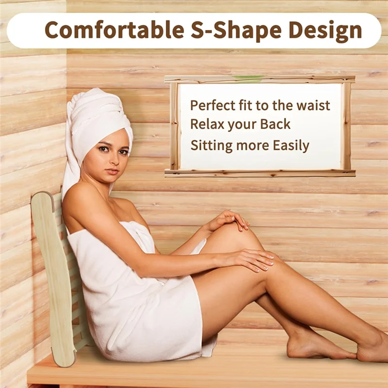 

BMBY-2 Pack Sauna Backrest Sauna Accessories, Sauna Backrest , Wooden Sauna Backrests Slip-Resistant And Ergonomic S-Shape