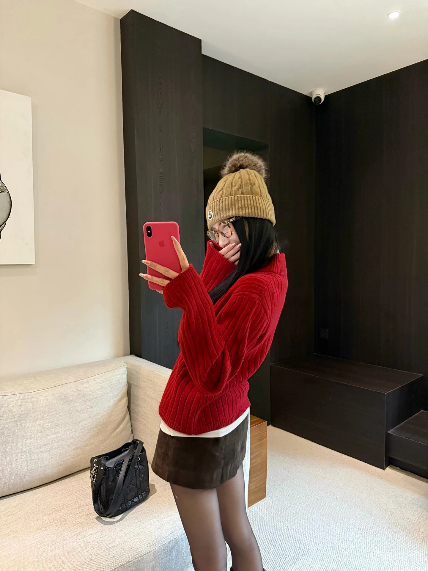 

Thiened Red Knitted Sweater Cardigan Double Zipper New Year Korean Sle Women's Casual Wear Warm Long Sve Outerwear