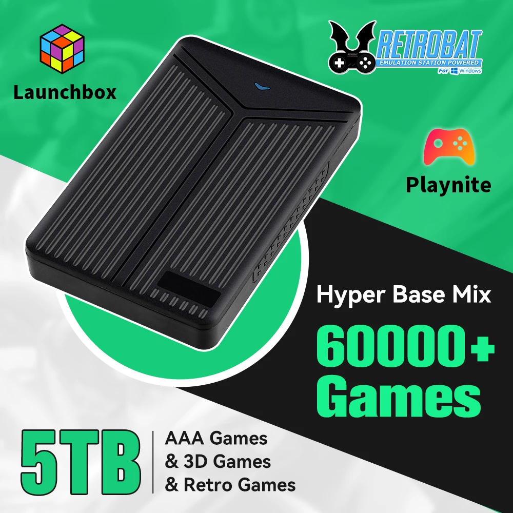 JMachen Hyper Base Mix 5T Gaming HDD Three System in One Game Console with 60000+ 3D/AAA/Retro Games for PS4/PS3/Switch/PS2/PS1