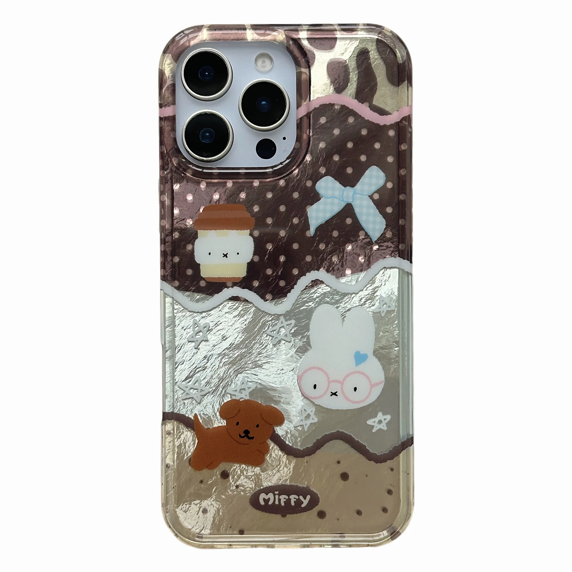 Miffy Bunny Cartoon Rabbit Glitzernde Handyhülle Niedliche Tiermode Handyhülle Kawaii Trendy Miffy Perlen Charm Handyhülle