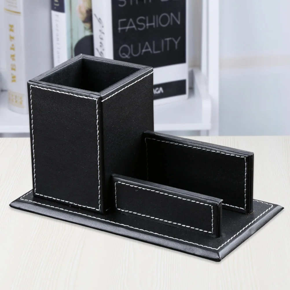 

PU Pen Holders Black Desktop Organizer Creative Business Stand Practical Office Desk Organizer PU Pen Holders