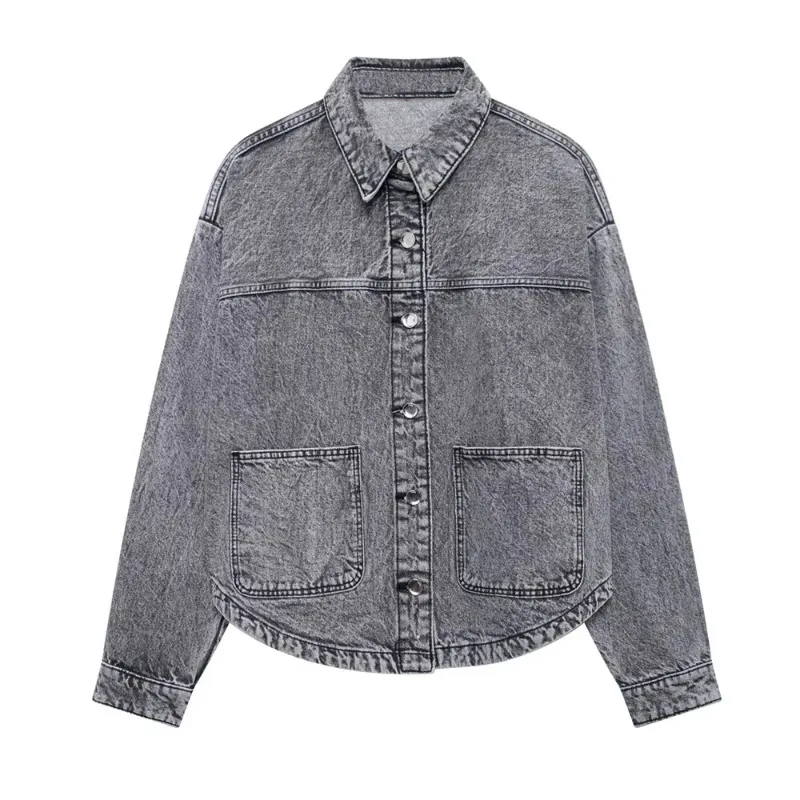 2025 Autumn New Product Fashion Casual Women's Fashion Versatile Buckle Patch Denim Jacket Coat