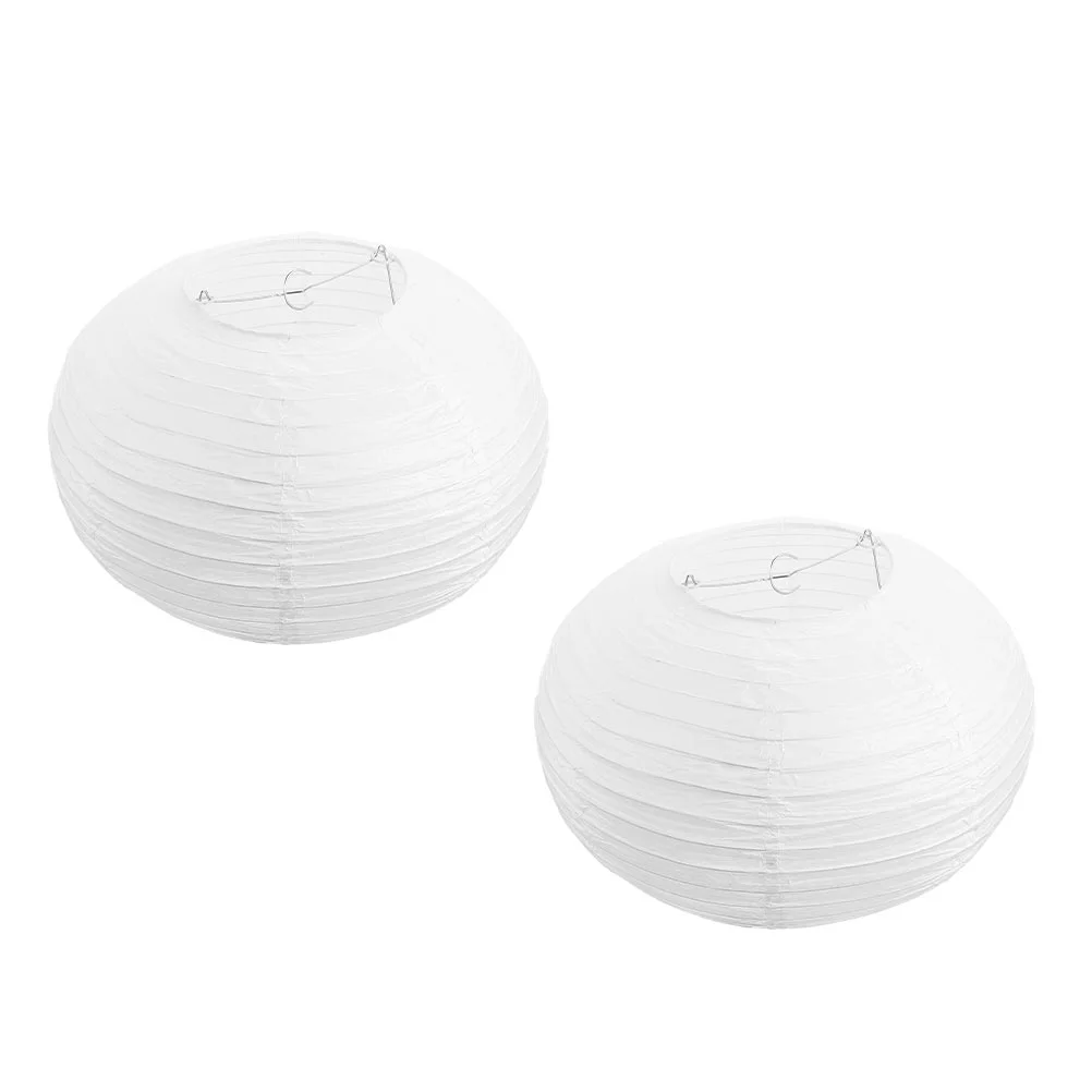 2 Pcs Hanging Paper Shade Lampshade Green Light Bulb Exquisite Cover Ceiling White Home Decor Accessory Rechargeable Bulbs