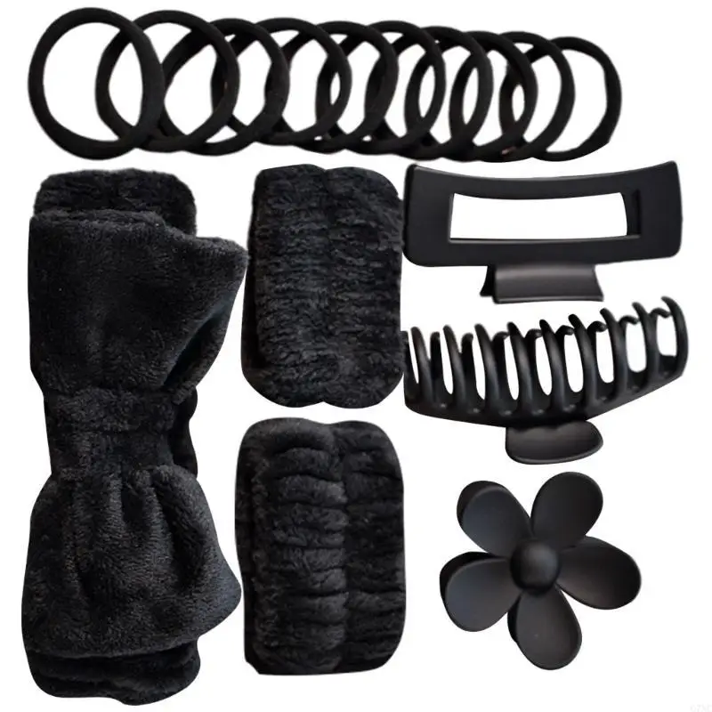 Stylish Bowknot Headband and Wristbands Set Soft Hair Charm for Makeup and Spa
