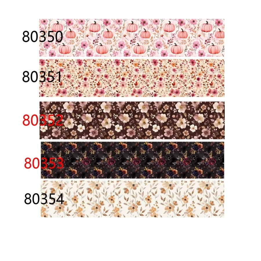 50yards Fall Harvest Printed Grosgrain Ribbon Pumpkin Floral Maple Pattern Thanksgiving Ribbon DIY Crafts Hair Bow Decorations