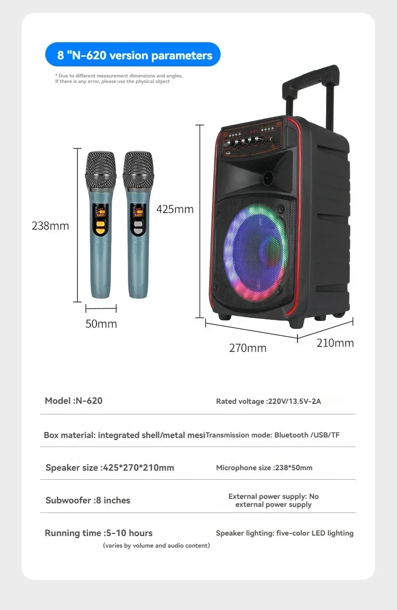 

USB Wired Outdoor Square Dance Audio Performance Home Karaoke Bluetooth Pull Rod Bluetooth Speaker Wireless Microphone Bass