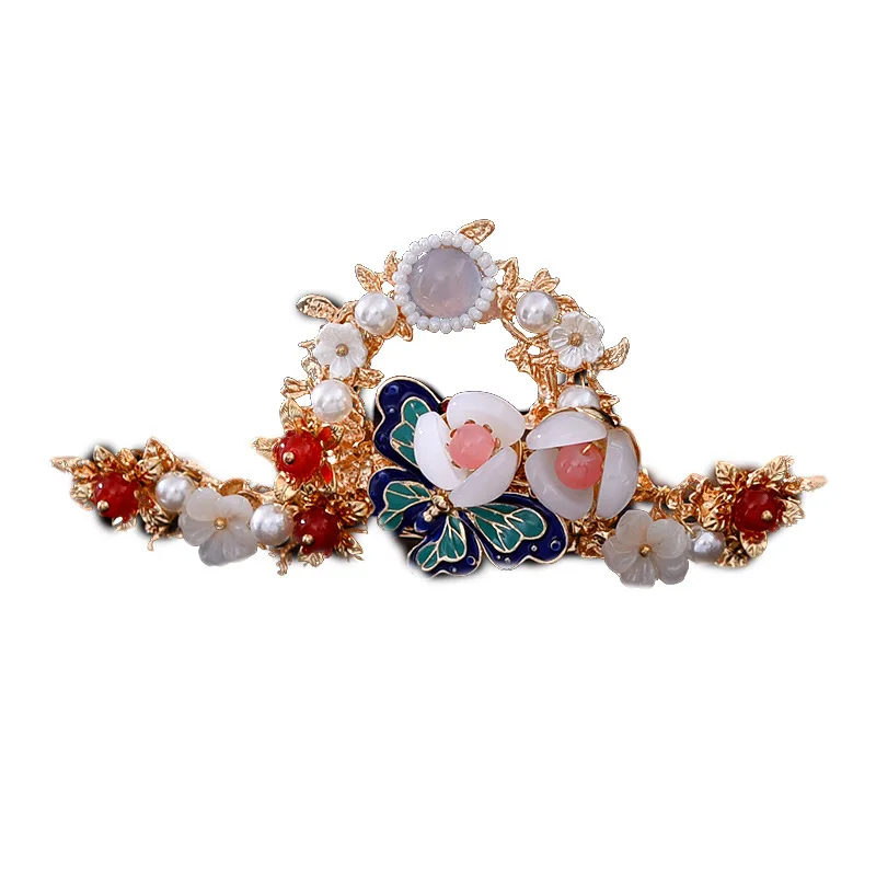 Headdress for Han Chinese Clothing Ancient Style Dangling Ornament Tassel Plate Hairpin Female Hair Clasp Accessories Costume