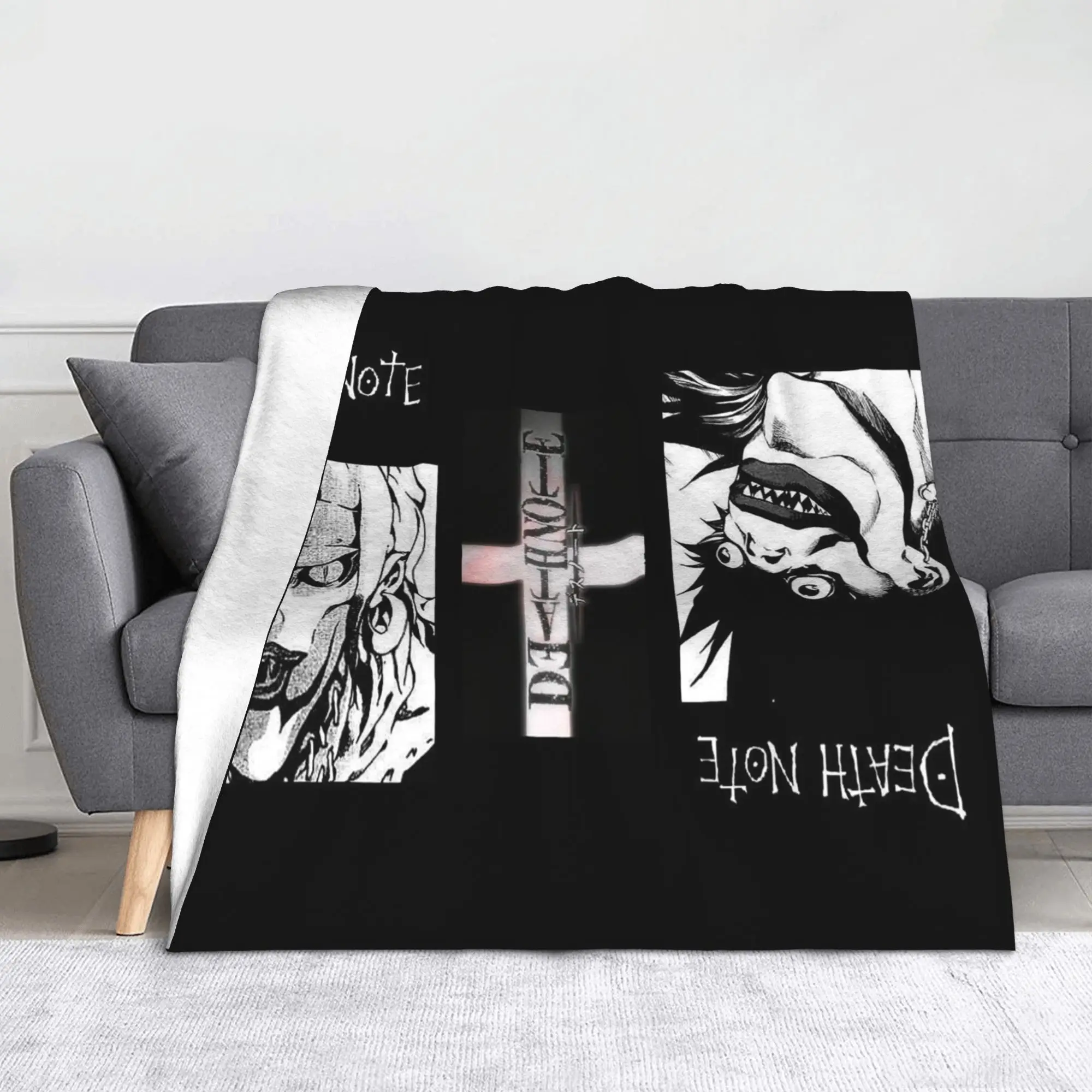 

Death Note Blanket Fleece Summer Air Conditioning Shinigami Anime Portable Super Soft Throw Blankets for Sofa Outdoor Quilt