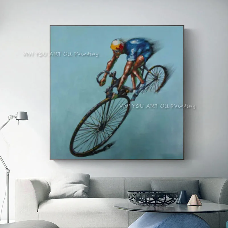

100% ручная роспись маслом на холсте, картина с изображением велосипеда, современное украшение, настенное искусство, декор для гостиной, картина без рамы
