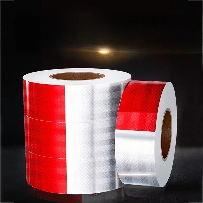 Red and White Warning Tape Truck Reflective Stickers Reflective Tape Car Sticker Safety Warning Label Tape Security Protection
