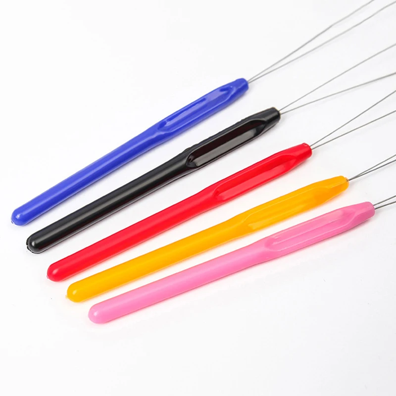 1PC Plastic Handle Hair Extension Tufting Threader Beader Wig Crochet Tool Supplies