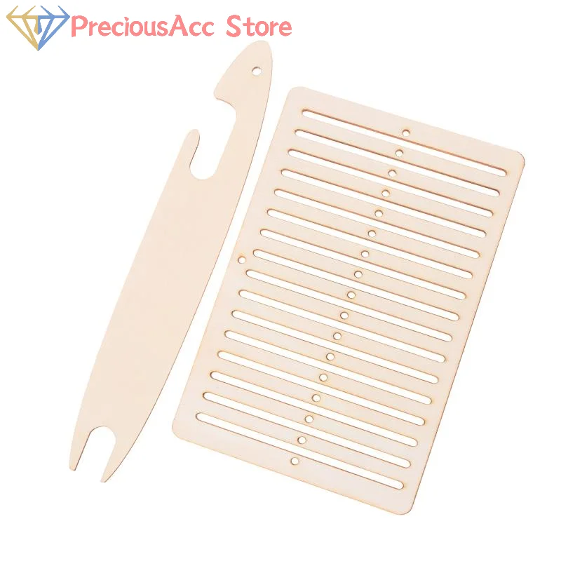 2Pcs Wooden Weaving Loom Kit Belt Strap Shuttle Tool for DIY Backpack Camera Strap Craft Knitting Projects Daily Use