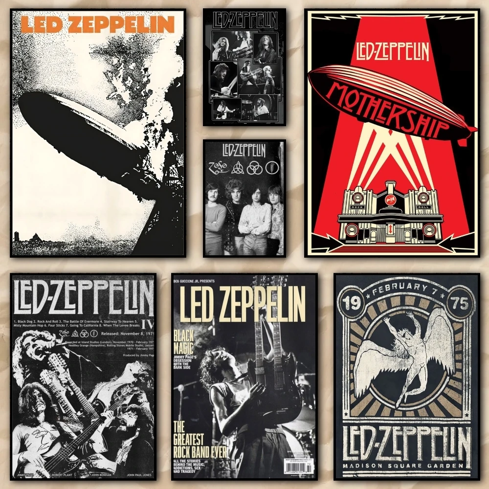 Band L-Led Cool-Z-ZeppelinS Painting Calligraphy pictures Room Home bedroom interior wall decoration Canvas Poster art mural