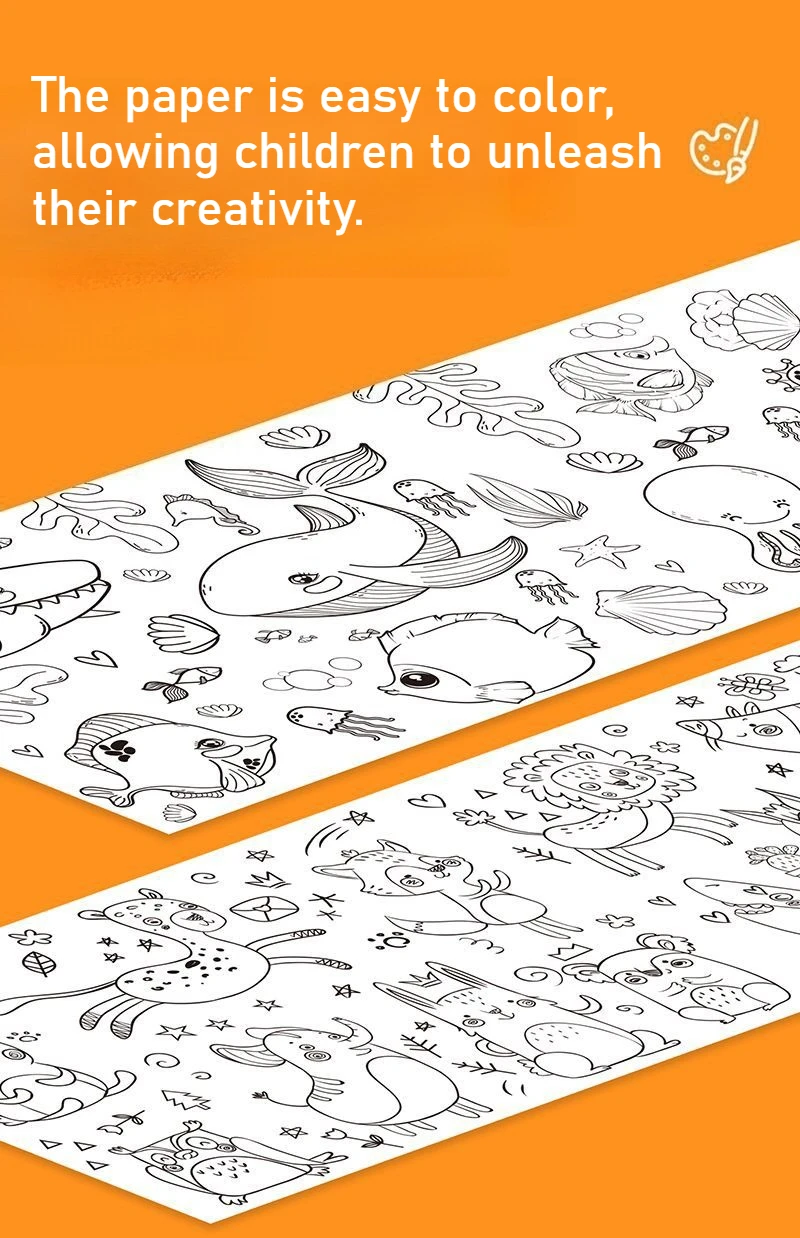 لفة رسم للأطفال من القماش على شكل حيوانات يمكنك صنعها بنفسك لفة ورق تلوين ملونة على الجدران لوحة ورقية للمدرسة التعليمية