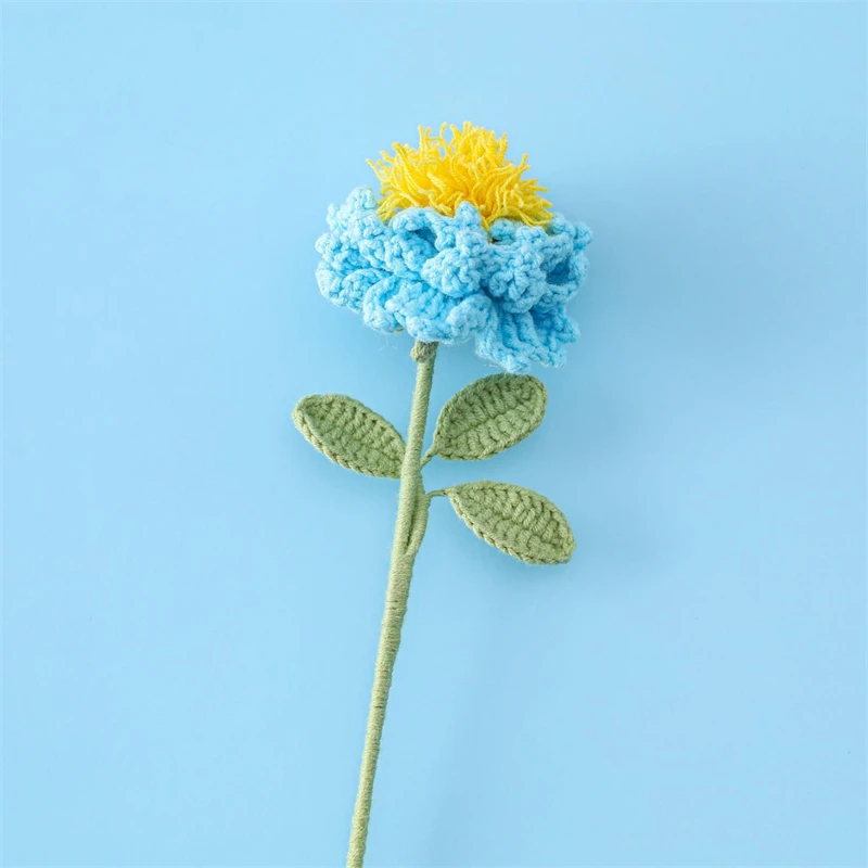 Warm And Elegant Wind Hand-Knitted Wool Peony Flower Branches Simulation Bouquet Creative Flower Arrangement 6cmx32cm