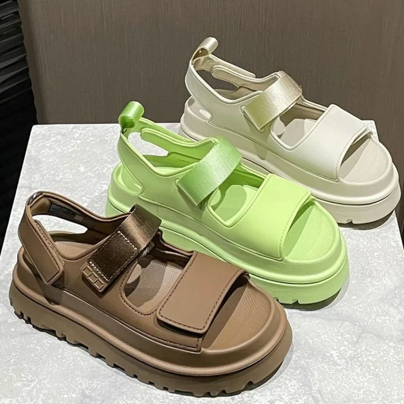 2025 Summer New Platform Heightened Cool Drag Women Wear Fashionable and Versatile One-word Casual Slippers