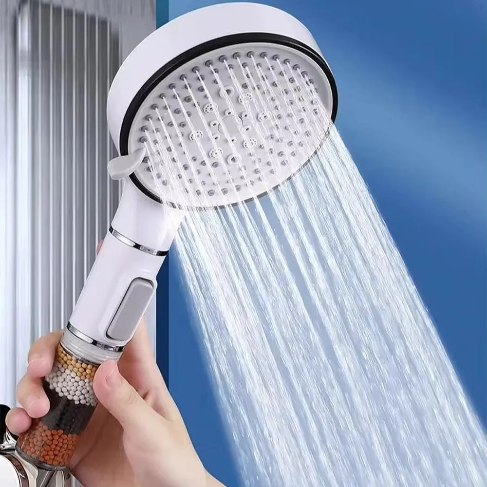 

5 Modes Big Shower Head Handheld Powerful Flow with Beads Filter Pressure Boost Water Saving Shower Head Bathroom Accessories