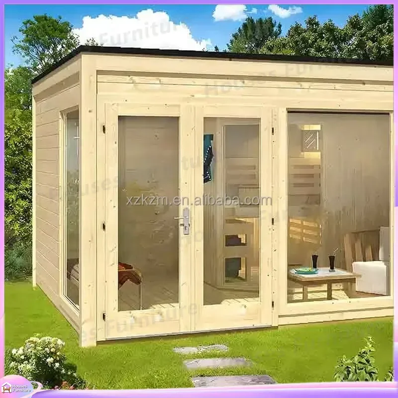Outdoor Deluxe Bathroom Shower Room with Sauna Combination Steam Cabin Enclosure Glass Door Home Spa Bath Tub Kit Waterproof
