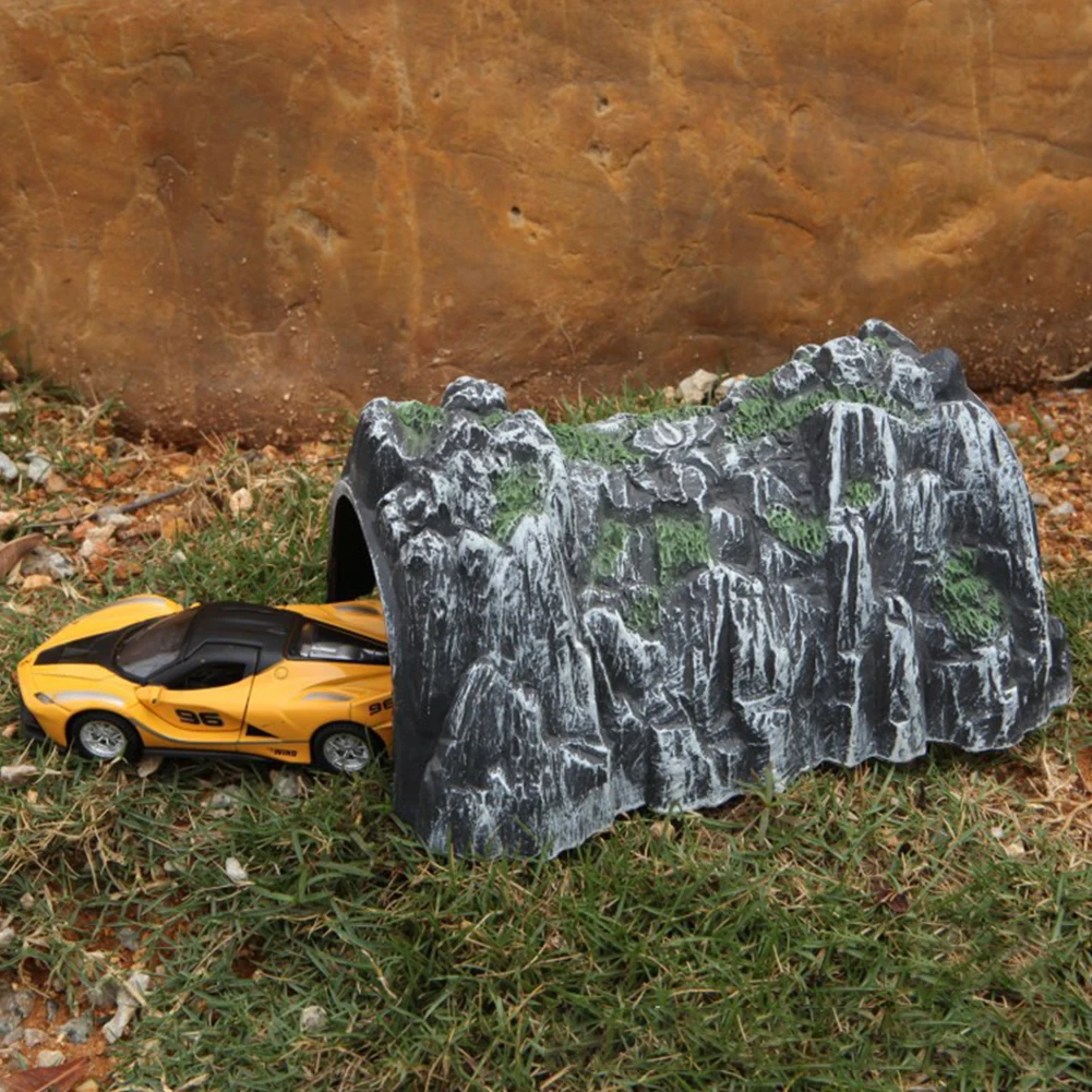 Túnel de rocalla de plástico de simulación, tren de ranura, cueva de tren, modelo de mesa de arena, accesorios de ferrocarril, juguetes, 1 unidad