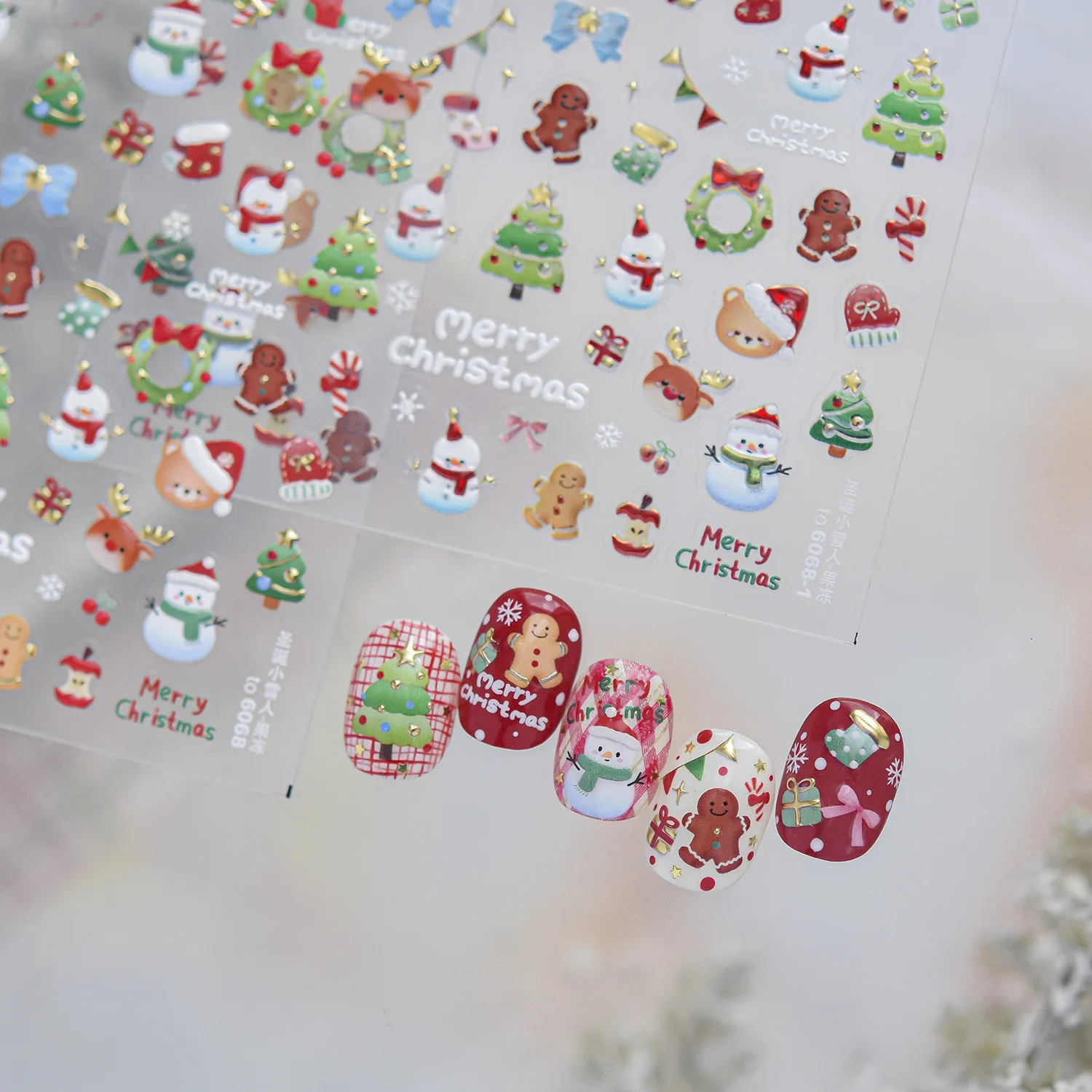 크리스마스 5D 젤리 네일 스티커 만화 크리스마스 눈사 - Nail Art Xmas Stickers 리뷰 및 가격