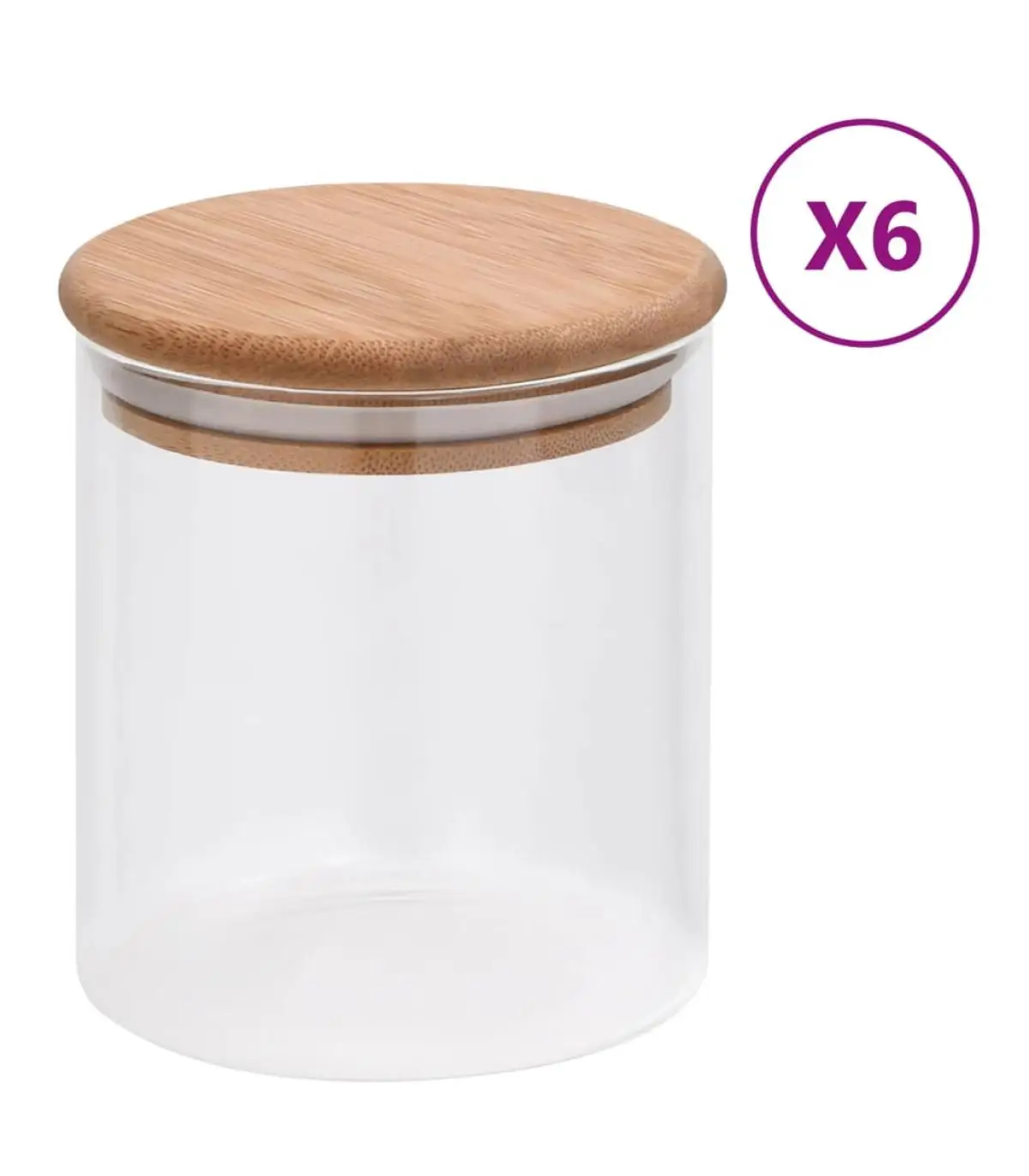 Cookie jars storage jars with bamboo lid 6 PCs 600 ml